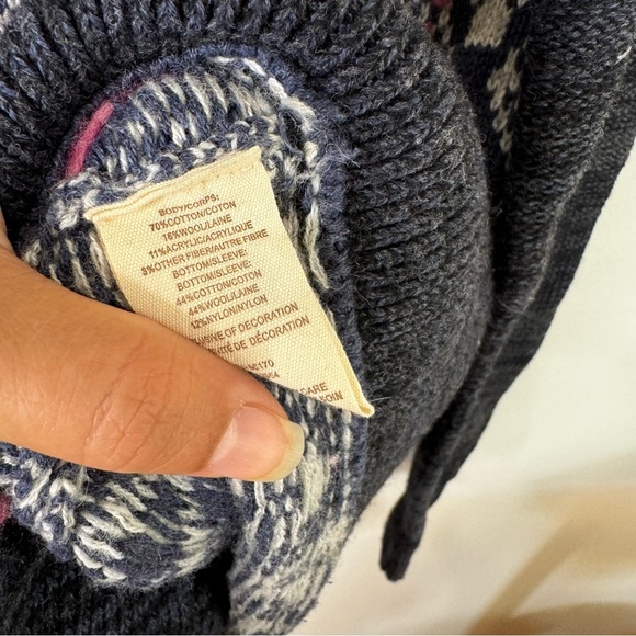 Free People Foxtrot button front wool oversized Cardigan grandpa Navy Multi - Picture 6 of 9